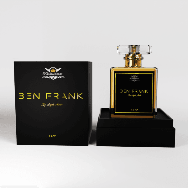 Luxury Cologne Bottle in Blackbox on white background